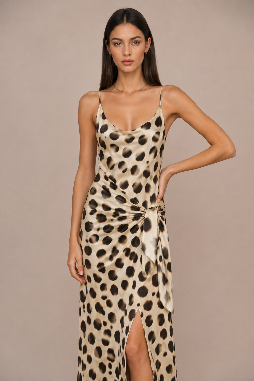 Lucia - Vestido Largo Animal Print con Lazada