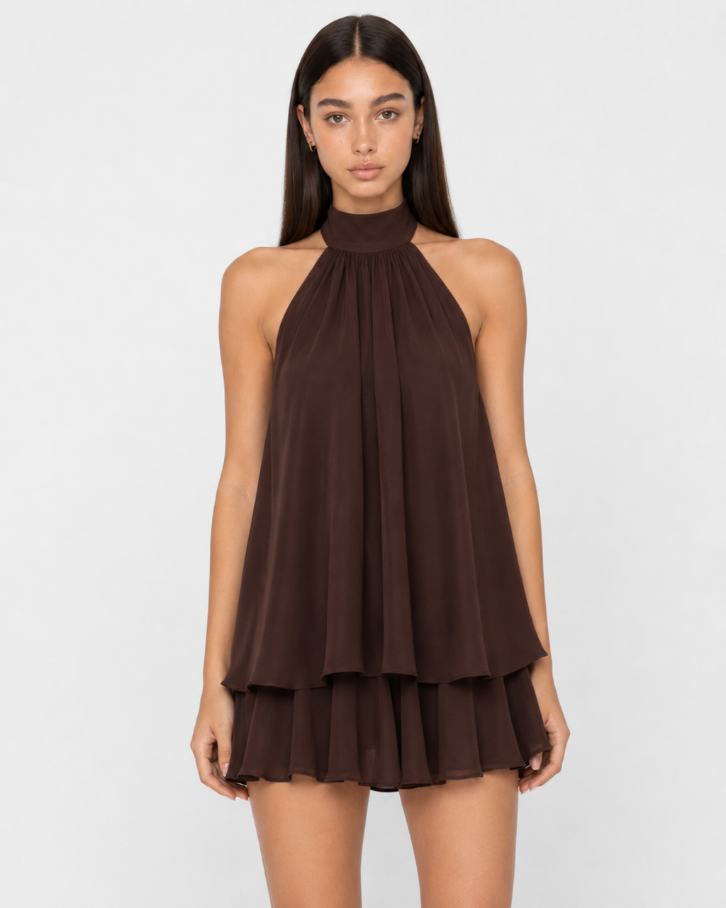 Diana - Vestido Mini Gasa Volantes Halter