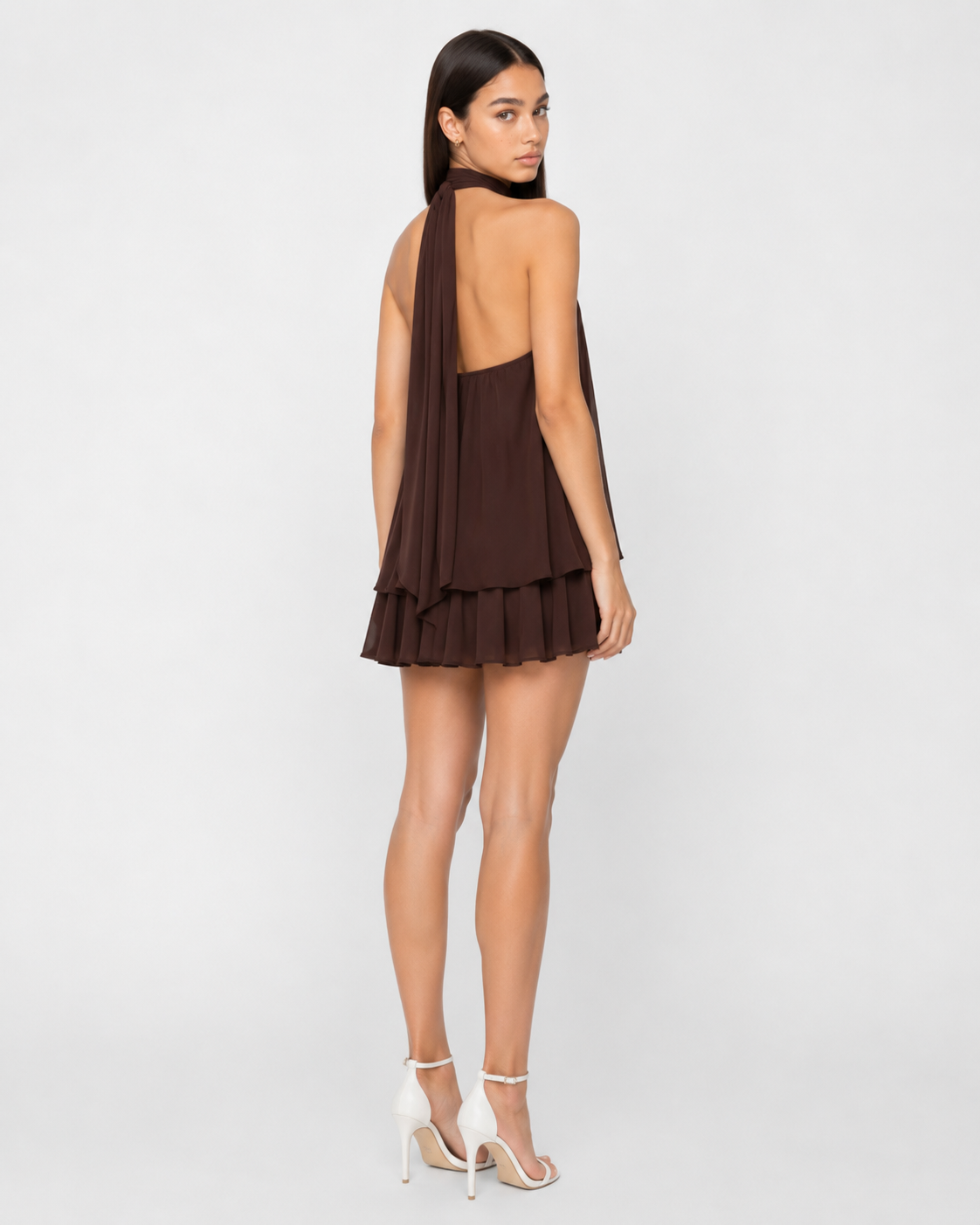 Diana - Vestido Mini Gasa Volantes Halter