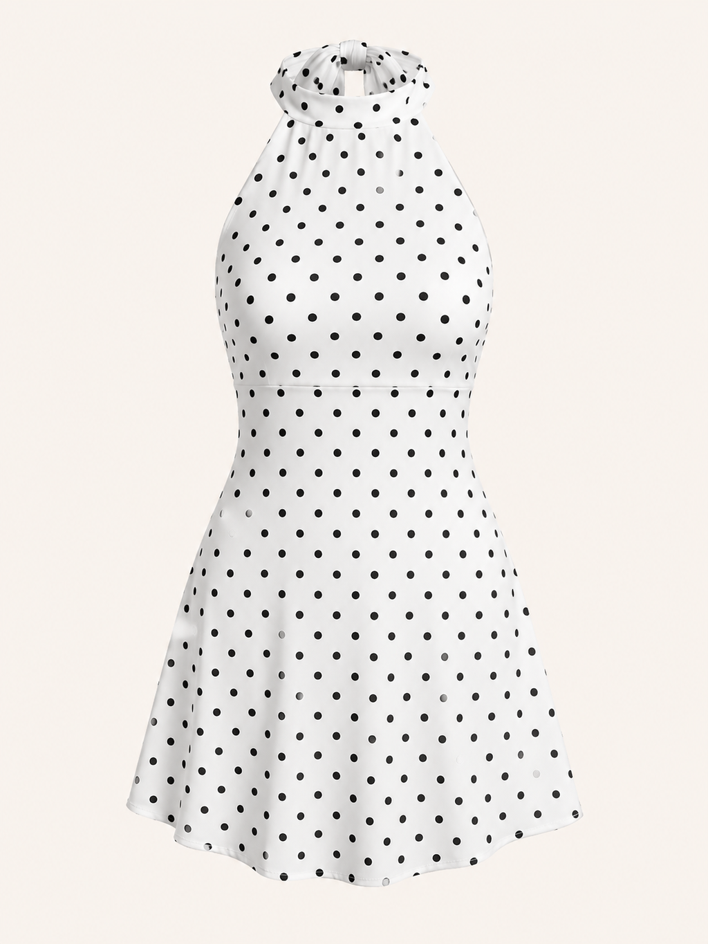 Vela - Vestido Mini Lunares Halter Espalda Descubierta