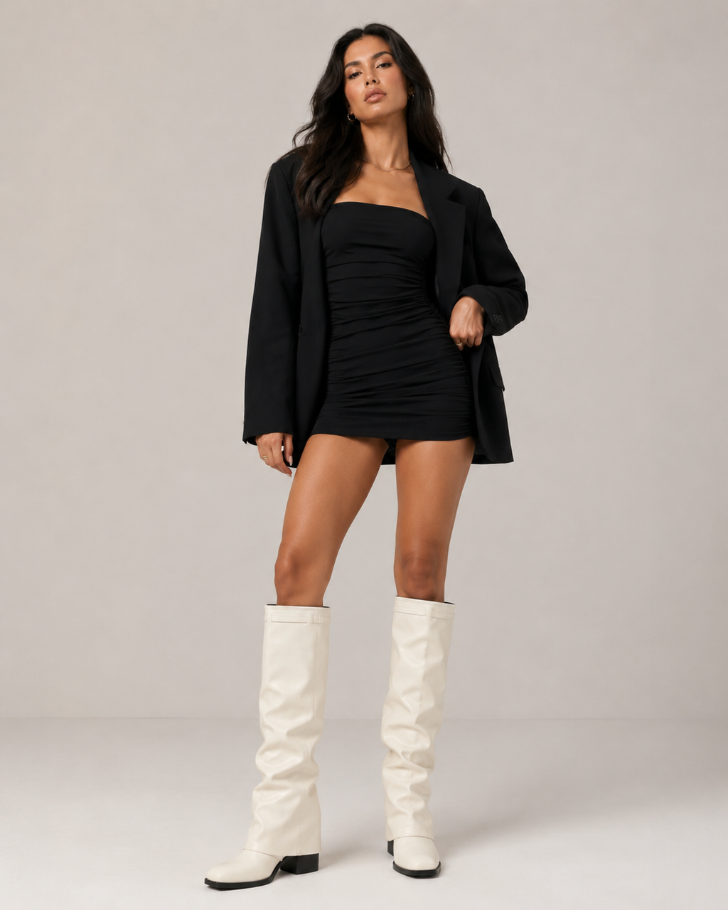 Botas Altas Brillantes Punta Puntiaguda