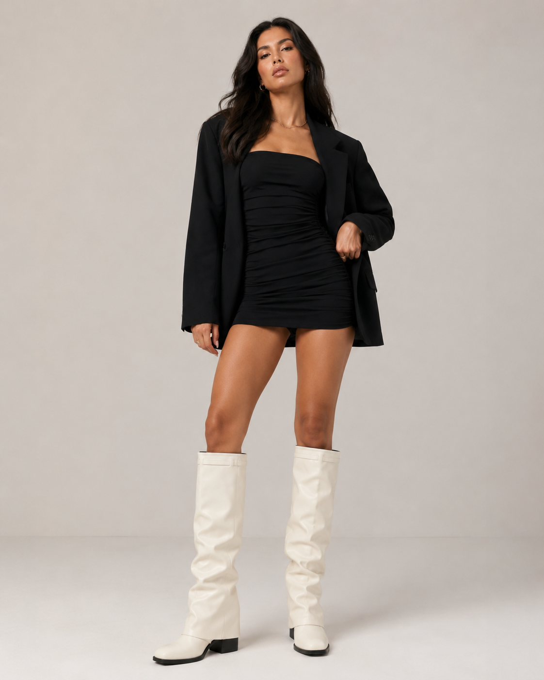 Botas Altas Brillantes Punta Puntiaguda