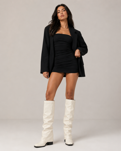 Botas Altas Brillantes Punta Puntiaguda