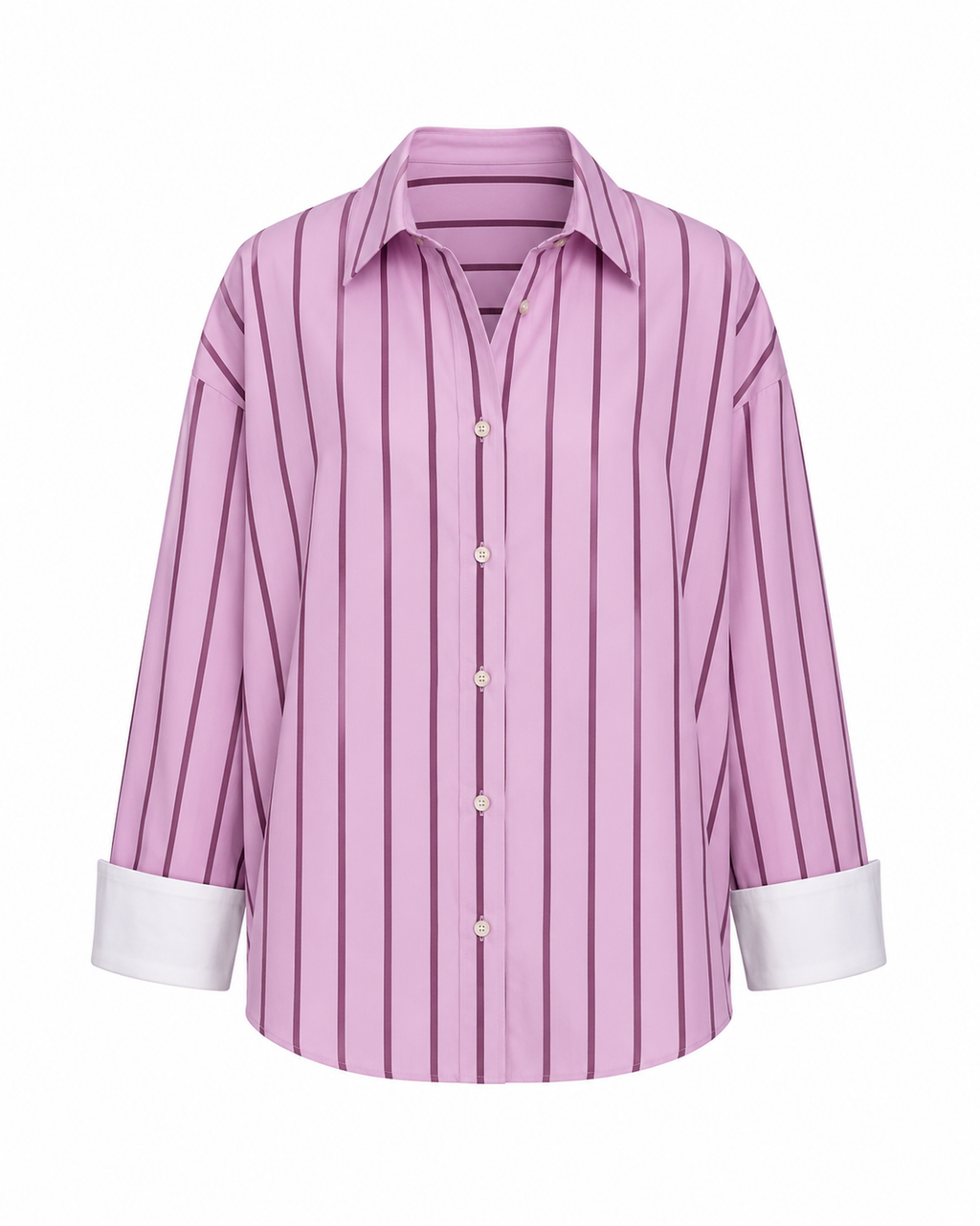 Camisa Rayas Rosas Solapa Botones