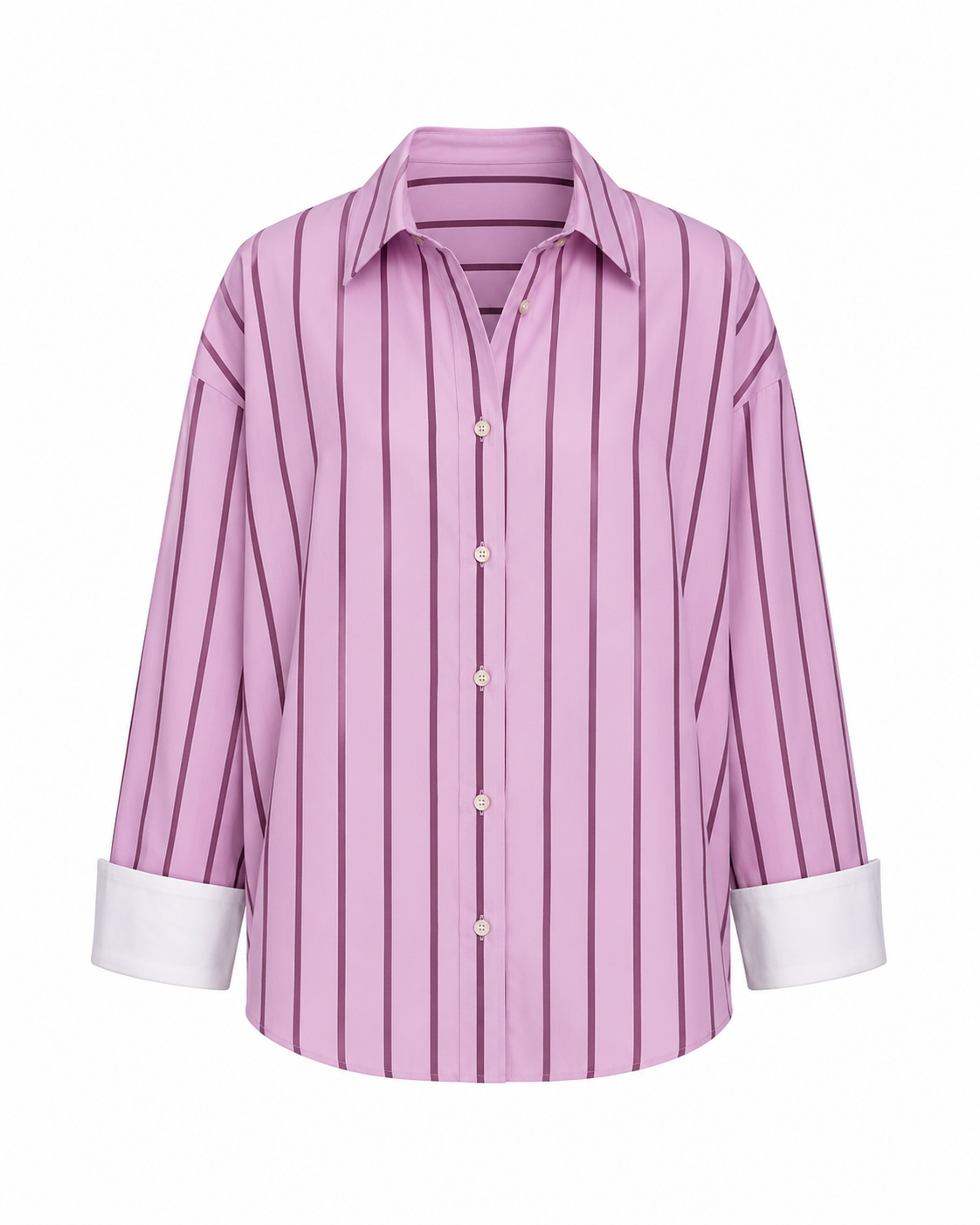 Camisa Rayas Rosas Solapa Botones