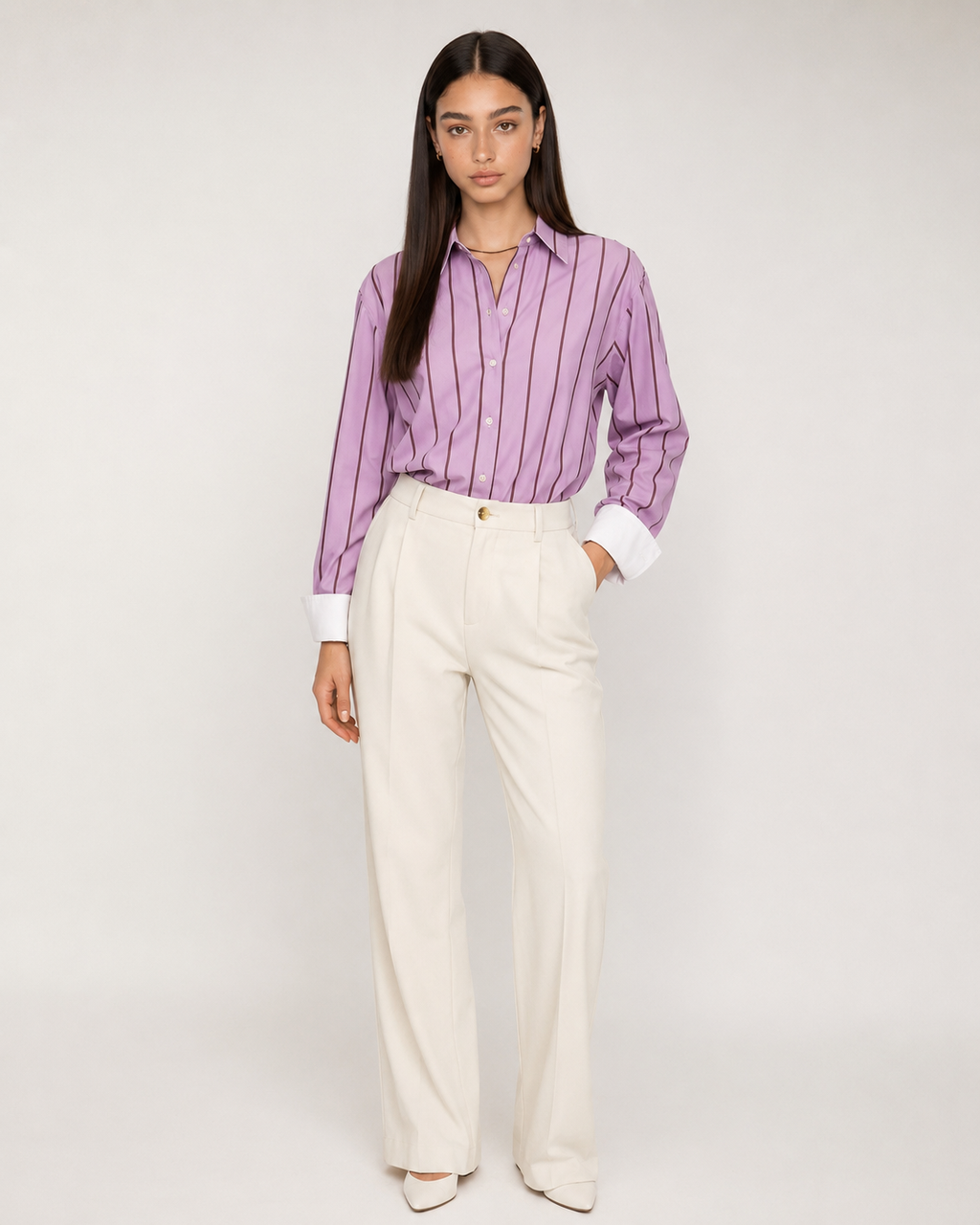 Camisa Rayas Rosas Solapa Botones