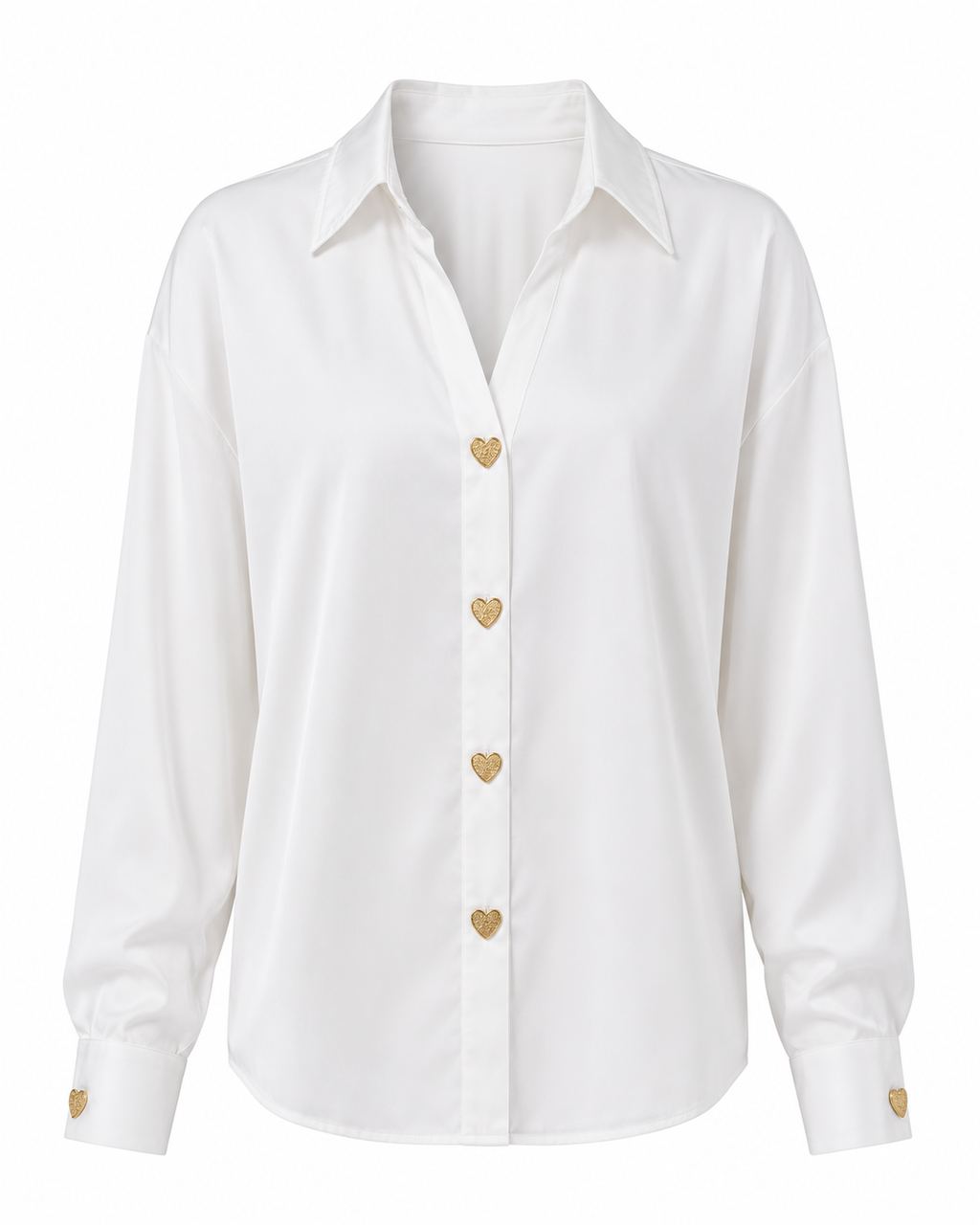 Camisa Botones Corazón Color Liso