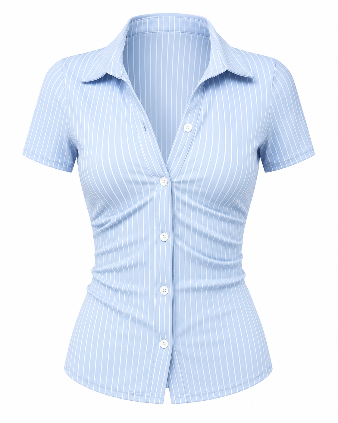 Camisa Rayas Ajustada Manga Corta