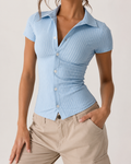Camisa Rayas Ajustada Manga Corta