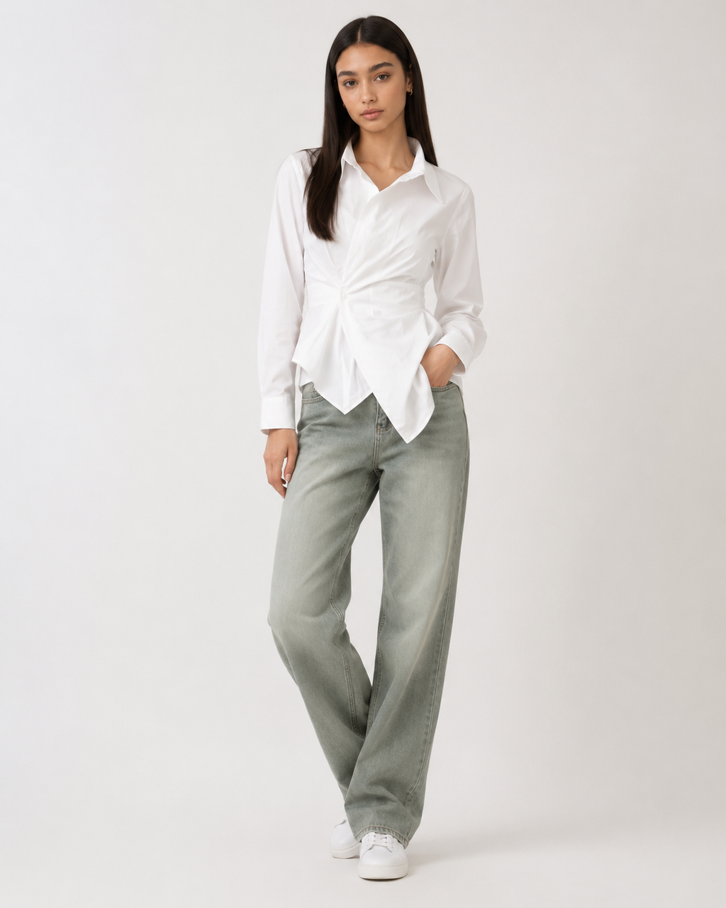 Camisa Blanca Entallada Manga Larga