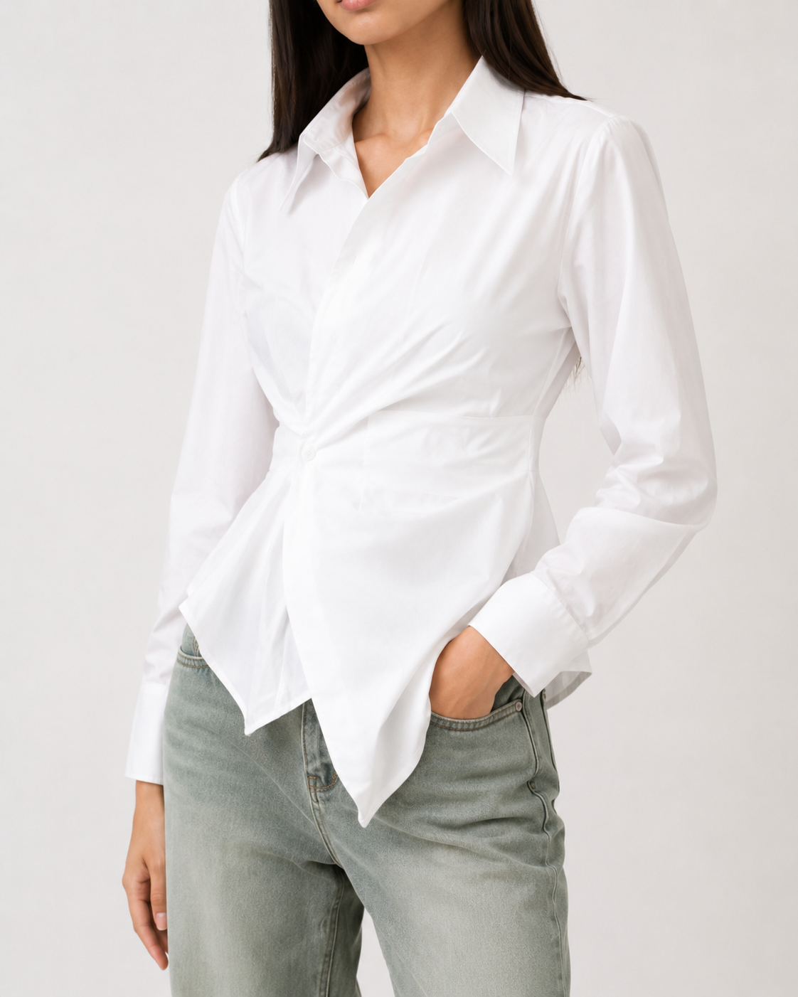 Camisa Blanca Entallada Manga Larga