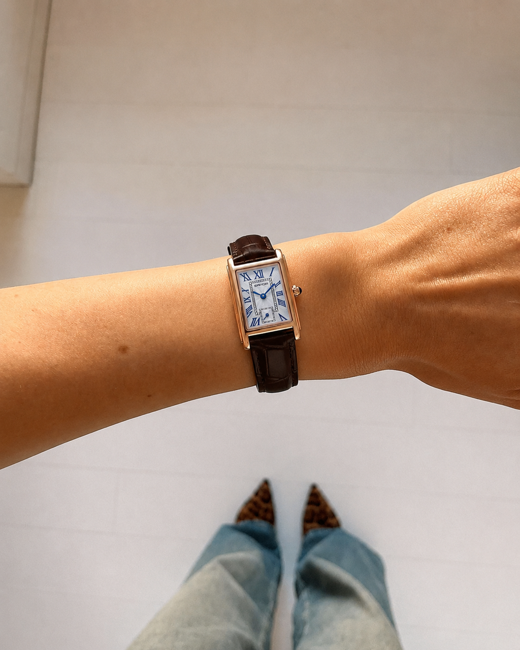 Reloj Rectangular Correa de Cuero