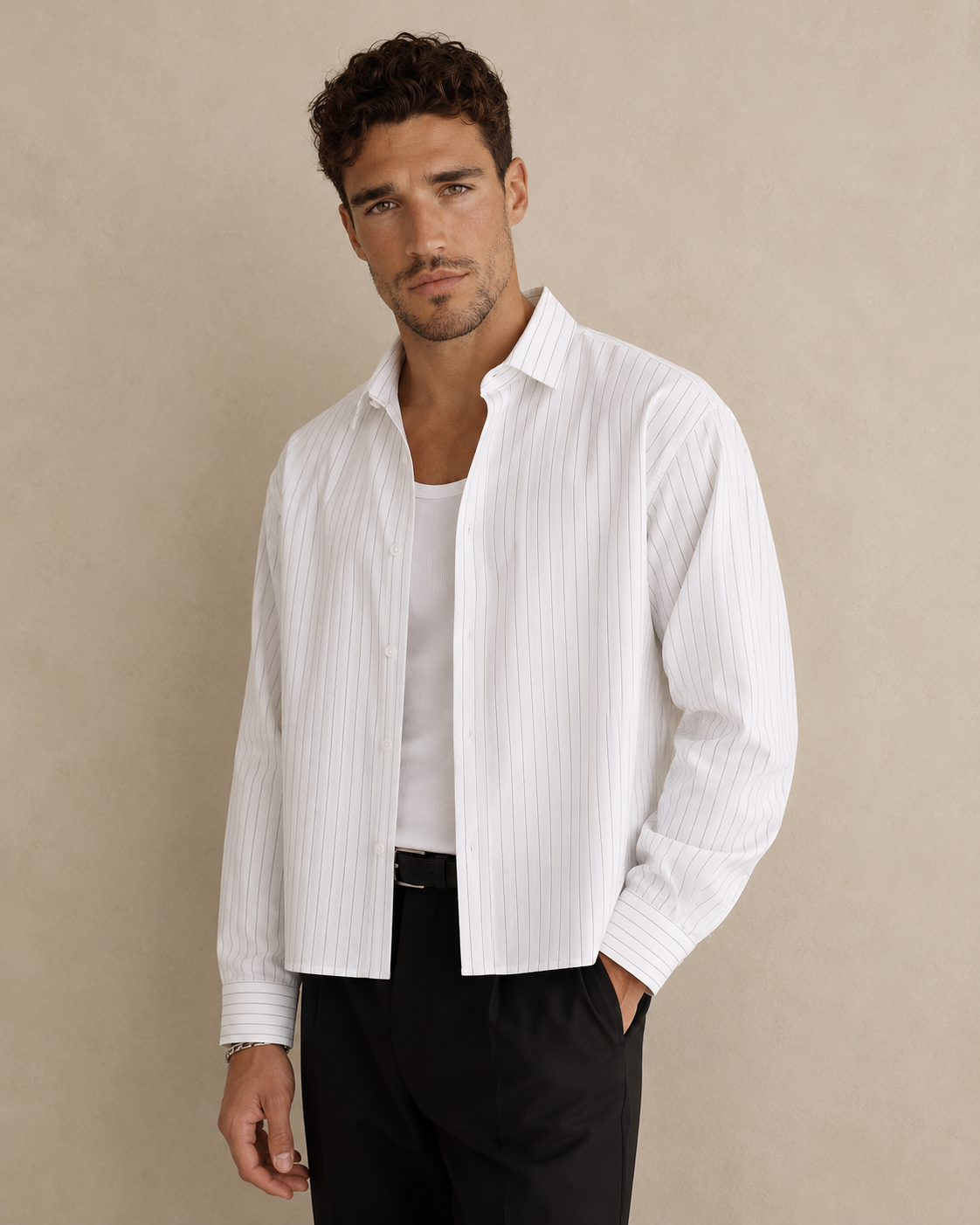 Camisa Retro Británica Rayas Cárdigan