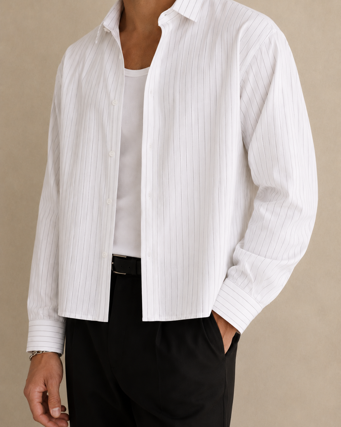 Camisa Retro Británica Rayas Cárdigan
